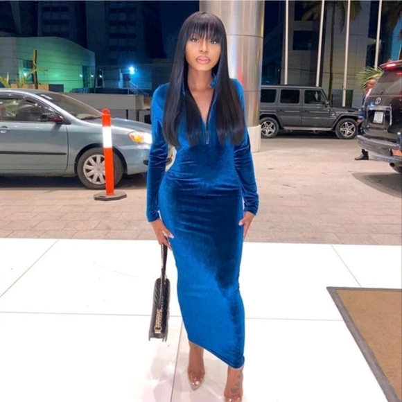 Various Colors-Velvet Midi Zippered Dress - Picture 5 of 7